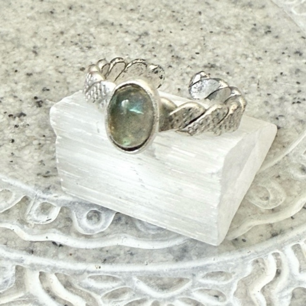 Labradorite Adjustable Ring, Handmade by Wandering Bunny LLC